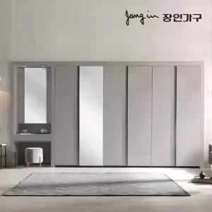 장인가구 파인 매트 여닫이 미러 파우더 붙박이장 30CM
