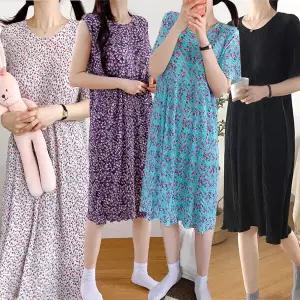 플라워원피스/반팔원피스/꽃무늬/봄/여름/쿨링/아이스/간절기/나시/민소매/꽃나염/캉캉/주름/프릴/무지/민무늬/냉감/수면잠옷/맥시/박시/빅사이즈/파자마/오버핏/루즈핏/촌캉스