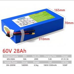 공장 직판 60V 35Ah 리튬 배터리 팩 500-2500W 고출력 전기 자동차 스쿠터 오토바이 삼륜차
