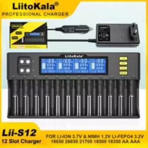 LiitoKala Lii-S12  배터리 충전기 12 슬롯 NiMH/Cd 9v 21700 18650 AA