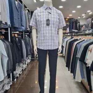 런던포그 HL01 세미일자체크패턴반팔셔츠 기본에리 세미일자케주얼반팔셔츠 Lpa3a551