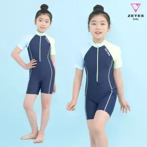 [제테스]제테스 여아동 올인원 집업 반팔 3부 수영복 레몬스카이 G_2i061