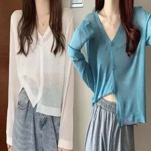 에어컨바람막이 가림막 에어가이드 에어가드 가드 날개 시스루 v넥 가디건 여름 얇은nop108