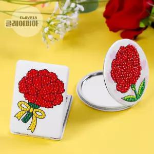 DIY 카네이션 보석십자수 양면 사각 거울 만들기