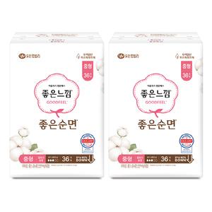 좋은느낌 좋은순면 날개형 울트라슬림, 중형, 36매, 2개