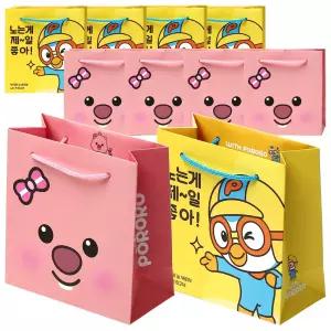 뽀로로 쪼꼬미 쇼핑백 10개 세트 캐릭터 종이쇼핑백 선물 포장 튼튼한