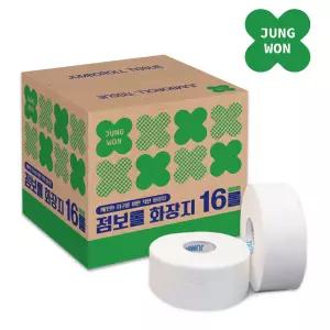 정원_점보롤 화장지 도톰한 무형광 3겹 꽃데코 엠보 140M 가정용 업소용 휴지(1박스16롤)