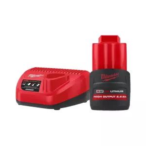 밀워키 12V 배터리 충전기세트 C12C + M12 HB2.5 고출력 2.5Ah 배터리 1개 세트