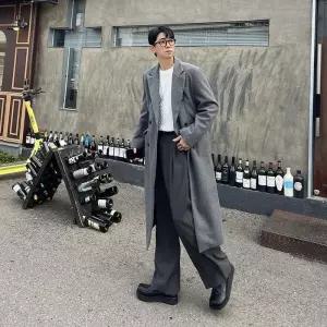 남자코트 더블 벨트 울 겨울 심플 연말룩 남성 롱코트