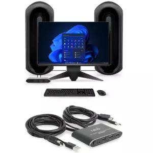 KVM스위치 4K HDMI USB 2포트 컴퓨터 모니터 마우스 키보드 케이블 일체형 PC공유기 선택기 2:1 셀렉터