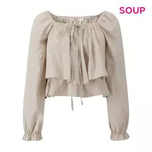 [롯데백화점]SOUP 더블 프릴 타이 셔링 블라우스 S63LS10