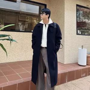 남자오버핏코트 남자발마칸코트 울 롱 심플 싱글 겨울