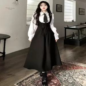개화기의상 복고풍 멜빵 코스프레 긴팔 여성원피스 중세풍