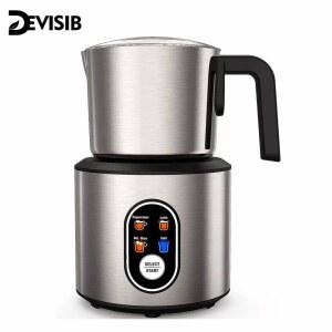 DEVISIB 자동 우유 투수 안전 350ML 거품 스틸 스테인레스 전기 식기 인스턴트 세척기 거품기 매직 냉온