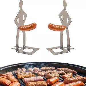 나탈리에나티 2 PCS 재미있는 바비큐 스탠드 남자 핫도그 홀더 재사용 가능한 스테인리스 스틸 소시지