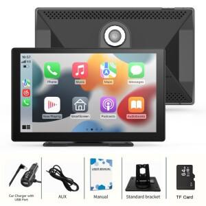 Apple CarPlay 및 Android Auto와 호환되는 차량용 9인치 무선 화면, GPS 네비게이션이 포함된 휴대용 자동