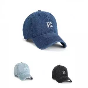 NYC 자수 데님 야구모자 남자볼캡 빈티지캡 패션모자 청모자 캡모자