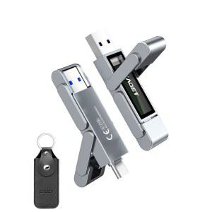 EAGET 512GB USB 플래시 드라이브 3.2 560MB/s 고속 엄지 드라이브( 15/16/17 Pro Android Mac PC PS5 u2013 내구성 있는 금속 본체 휴대용 SSD용 USB-C 듀얼 포트 솔리드 스테이트 드라이브)