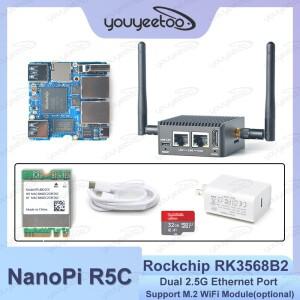 NanoPi R5C 개발 보드 Rockchip RK3568B2 Openwrt 소프트 라우터 M.2 WiFi 모듈이 포함된 듀얼 2.5G 이더넷