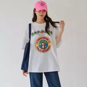 [핑크시슬리] 크랙 큐티베어 루즈 반팔티