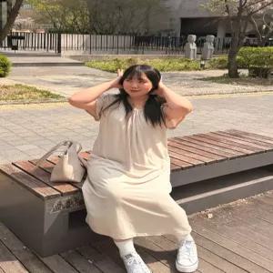 빅사이즈 셔링 반팔 롱 원피스