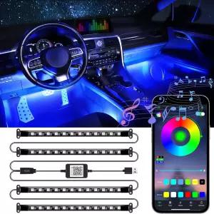 리브티 액센트 실내 자동차 조명 앱 제어 기능이 있는 스마트 음악 모드 및 DIY RGB LED 충전기가 2라인