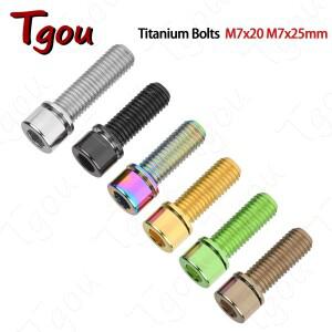 Tgou 티타늄 볼트 알렌 키 나사, 자전거 스템 고정 핸들바용 와셔 포함, M7x20, M7x25mm