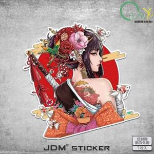 JDM 2차원 아름다움 사무라이 반사 자동차 창 연료 탱크 캡 스티커 전기 바디 스크래치