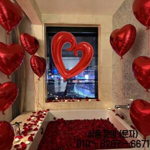 생일 프로포즈 결혼 로맨틱한 분위기 연출을 위한 빨간 하트 알루미늄 필름 풍선이 포함된 LOVE