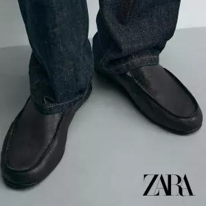 자라 ZARA 남성 가죽 로퍼 소가죽 얇은밑창 2673 블랙