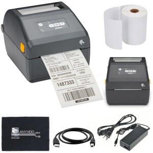 Zebra ZD421 (ZD4A042-D01M00EZ) USB/블루투스 - GK420d 교체, 4x6 열 롤 + 전원 어댑터 USB 2.0 케이블 극세사 천 포함