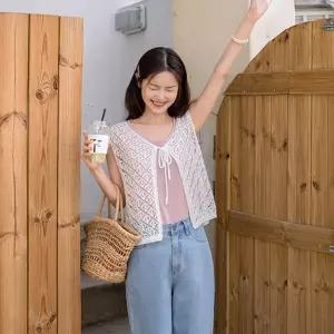 비스켓 펀칭리본 니트베스트