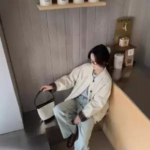 미니코코네 여성 하프 봄 코트 칼라 싱글 체크 블레이저 DOS1