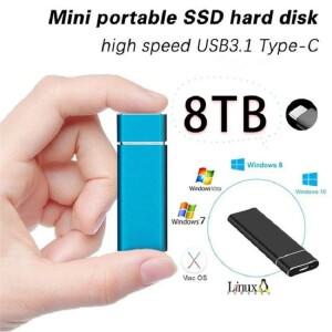 m.2 4TB 8TB 모바일 하드 드라이브 타입 C USB3.1 미니 SSD 충격 방지 알루미늄 합금 솔리드 스테이트 hd