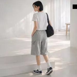 [179st.w]AGG 1003W 여자 카펜더 포켓 와이드 버뮤다 밴딩 반바지