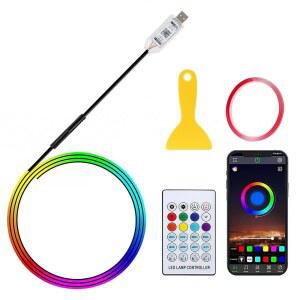 3T6B 차량용 LED 테이프 라이트 풋라이트 차량 앰비언트 내부 조명 블루투스 앱 리모컨 USB 조작 밝기 조절 가능 DC5V USB 전원 공급 16 000 000색 210종 동적 모드 110cm 자동차 / 바 매장 장식용