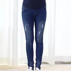 [옷자락]여자 편안한 스크래치 면스판 허리조절 스트레이트핏 데님 청바지