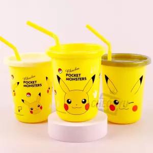 피카츄 스트로 텀블러 3P 세트 320ml/뚜껑/빨대/컵/캠핑/간식컵/어린이/휴대용/유아/뚜껑/어린이집/유치원