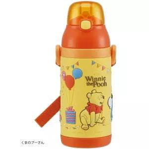 (디즈니) 푸 3D 원터치 스테인레스 스트로 보틀 380ML/뚜껑/빨대/컵/캠핑/간식컵/휴대용/뚜껑/학교/물병