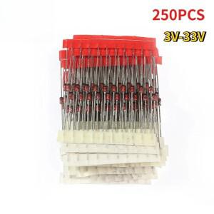 25가지 값 1W 제너 다이오드 모음 키트 3V 3.3V 7.5V 10V 20V 스위칭 세트