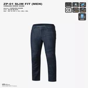 컨쿼 ZP-01 슬림핏 코듀라 데님진 CORDURA 라이더바지