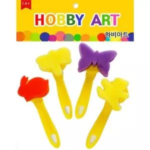 (하비아트) 3번 모양찍기 스펀지 (동물과 곤충) 4종 4개입 발도장