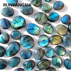 1PC 아름다운 천연 크리스탈 스톤 흐르는 푸른 빛 Labradorite 길쭉한 돌 모양의 DIY 펜던트 컬렉션 보석