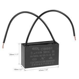 전기 펌프 필름 47X29X18MM 커패시터 금속화 로필렌 UXCELL 모터 AC 2와이어 2PC용 발전기 3UF 천장 350V CBB61