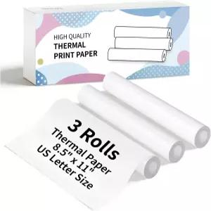 휴대용 프린터용 3롤 열 용지 8.5 x11 미국 문자 크기 210 x 297mm BPA 프리 퀵 드라이 N80/D80 호환 가능