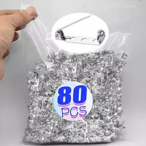 40/80PCS 브로치 걸쇠 핀 백업 안전 바 금속 이름 태그 클립 배지 웨딩 코사지 용 쥬얼리