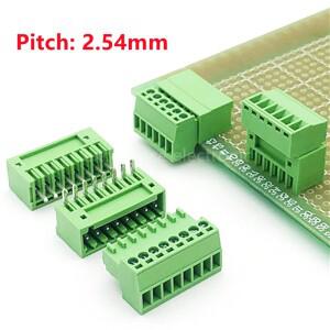 10피스 2EDG-2.54mm 플러그인 PCB 터미널 블록  미니 소형 소형 피치 스트레이트 레그 구부러진 핀 시트 2P