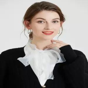 러플 스트랩 쉬폰리본 페이크 이너 블라우스 셔츠 넥케이프 이너카라 레이어드카라