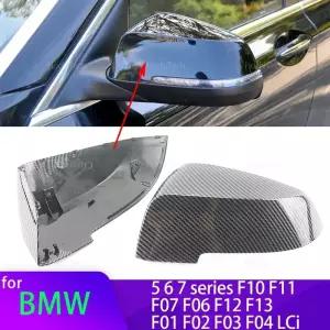 BMW 5 6 7 F10 F11 F07 F06 F12 F13 F01 F02 F03 F04 LCi 카본 광택 블랙 교체 사이드 미러 커버 캡