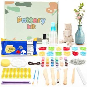 성인 및 초보자를 위한 바페일 에어 드라이 클레이 43PCS 도자기 키트 초보자용 도구 키트가 포함된 DIY